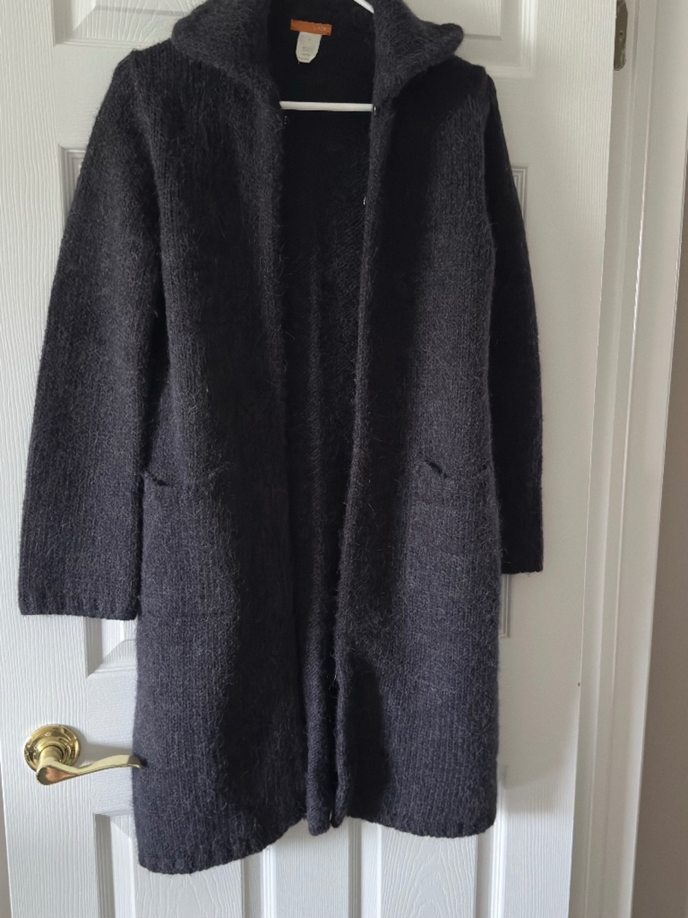 Vintage Early 2000s J.Crew Charcoal Alpaca Wool Knit Coat